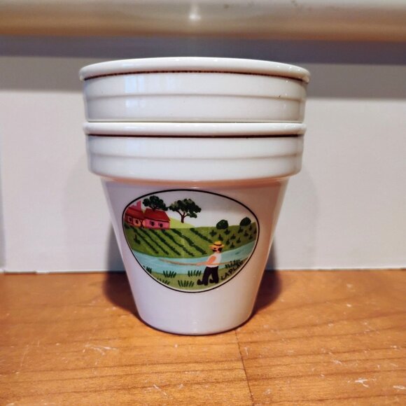 Set of 2 Villeroy & Boch Naif Fisherman Small Flower Pots NO Saucers - Picture 3 of 6